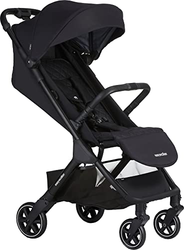 Easywalker Jackey Buggy 0-22 kg Leichtgewicht Automatisch faltbar, Einzigartiges Zubehörsystem, mit Transporttasche und Regenschutz Autositz kompatibel - Schwarz