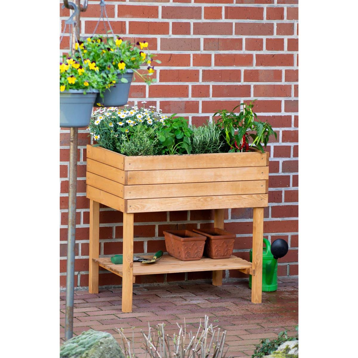 Dobar Hochbeet mit Ablage & inkl. Pflanzfolie D308
