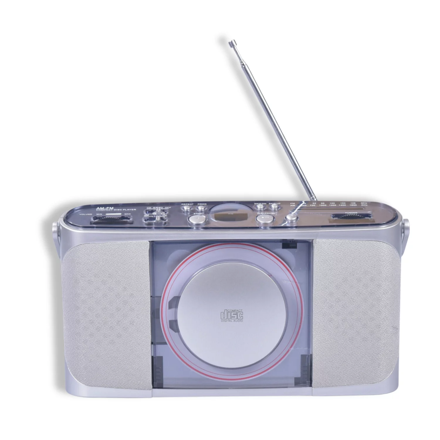 portable Radio, Stereo, CD-Player, Silber, Antennen