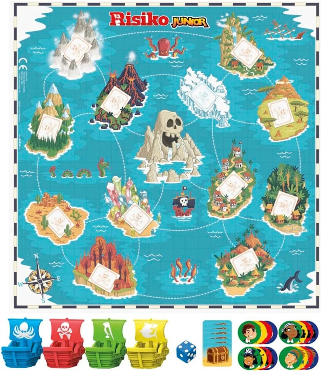Kartenbrett, Piratenwelt, Schatzinsel, Schädelinsel, Kompass