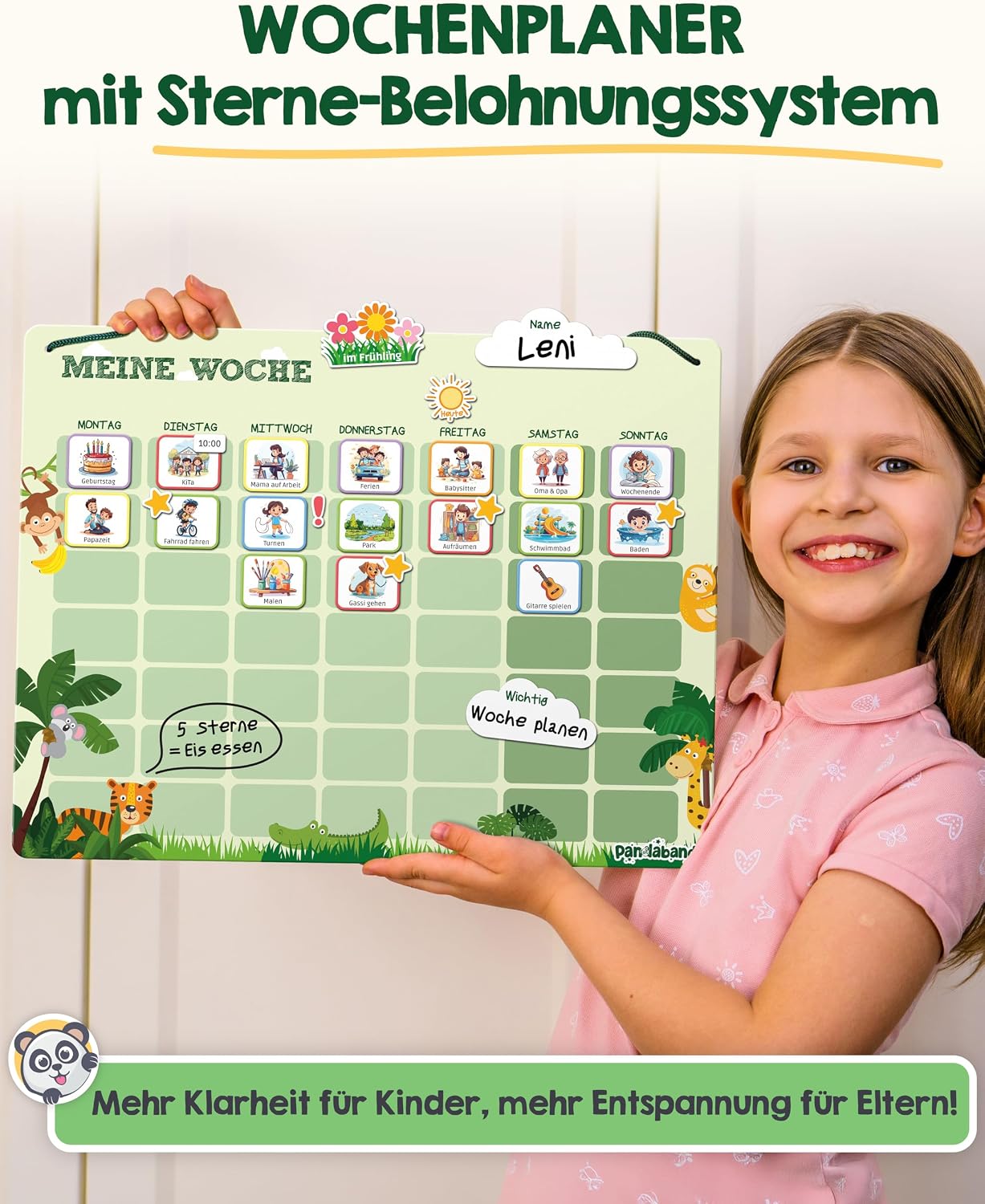 Wochenplaner, Sterne-Belohnungssystem, Kinder, Tafel, Bildplaner