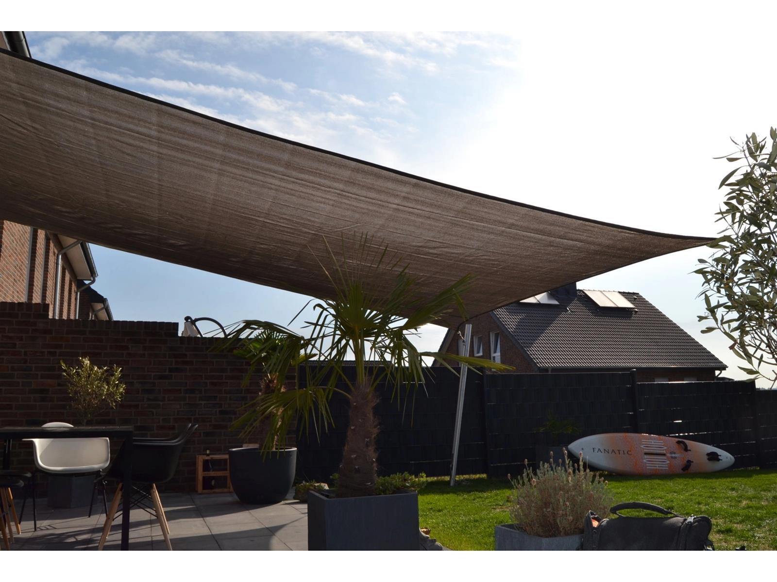 Floracord Vierecksonnensegel HDPE Grau 400 cm x 500 cm