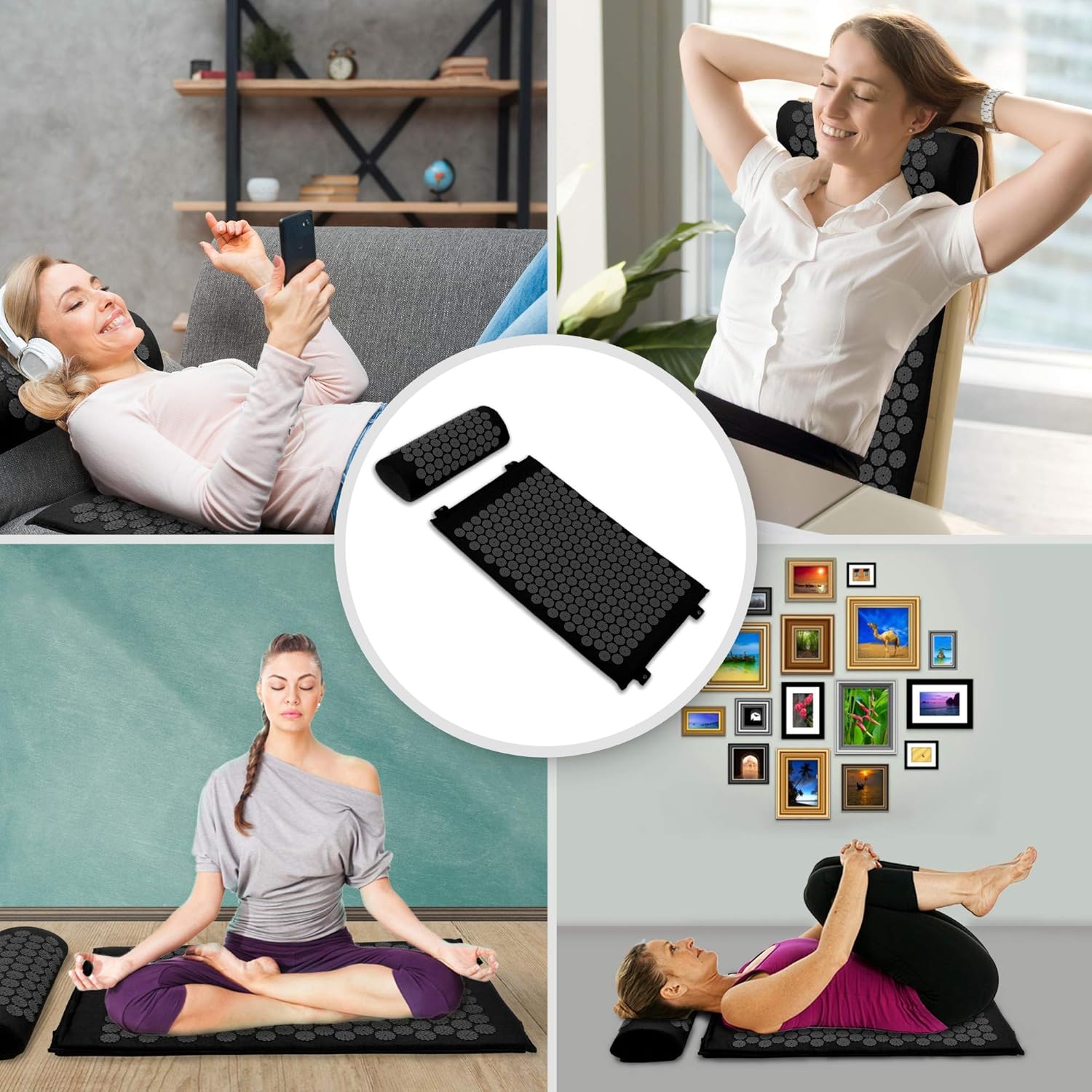 Belmalia Akupressurmatte mit Kissen Akupressur-Set Massagematte Entspannung
