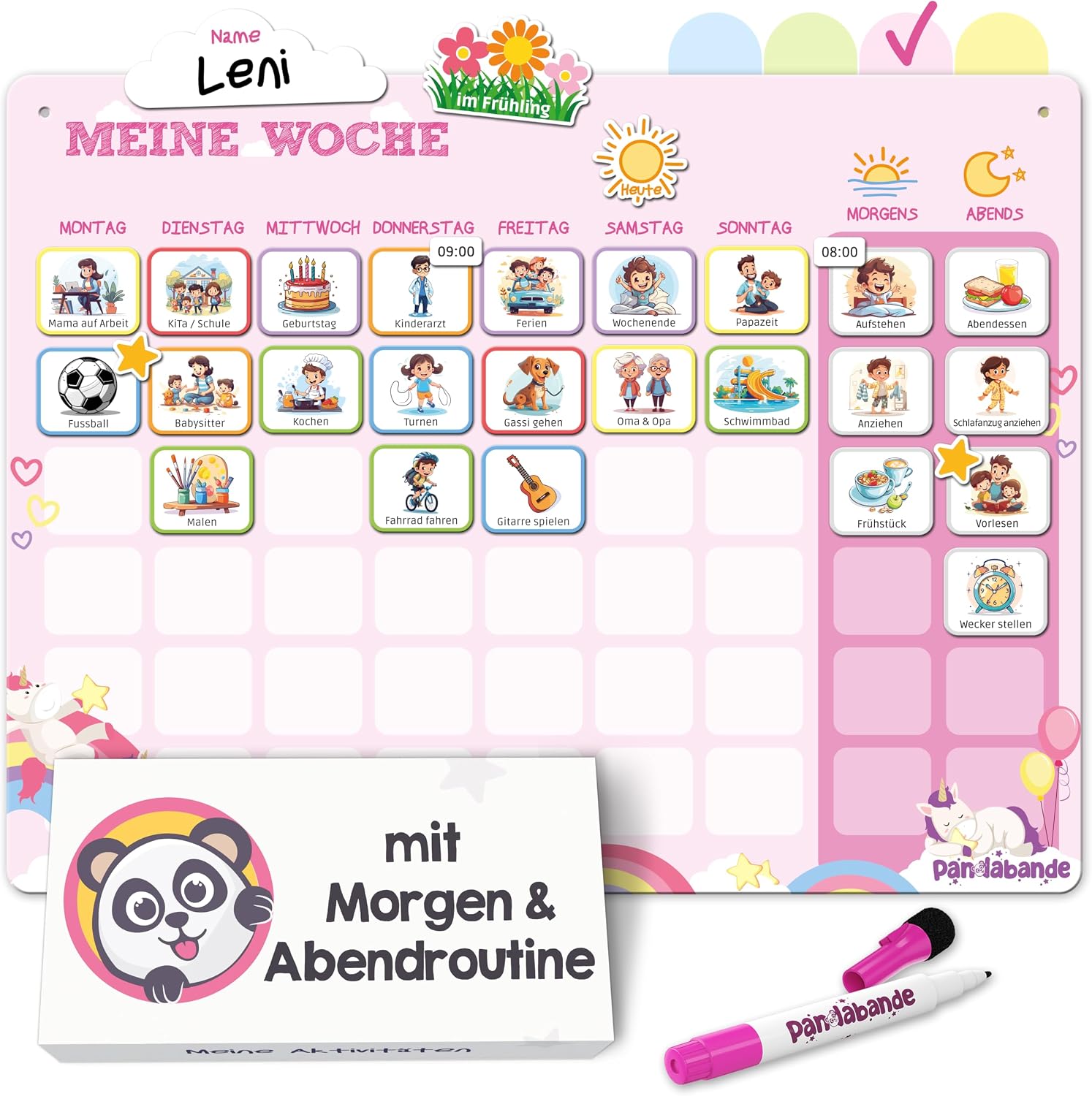 Kalender, Wochentage, Tagesablauf, Kinderlernset, Panda