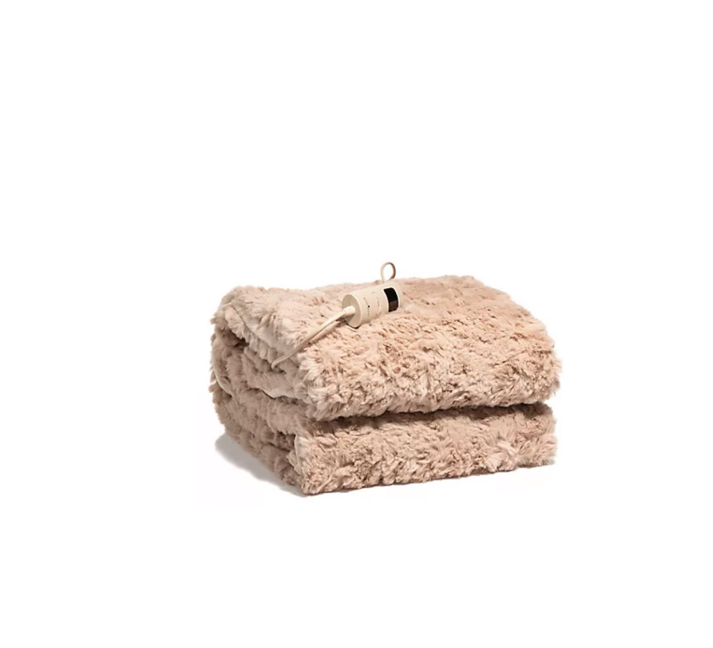 MONT CHALET Fellimitat-Heizdecke Lämmchen-Optik beige Kuscheldecke Wärmedecke