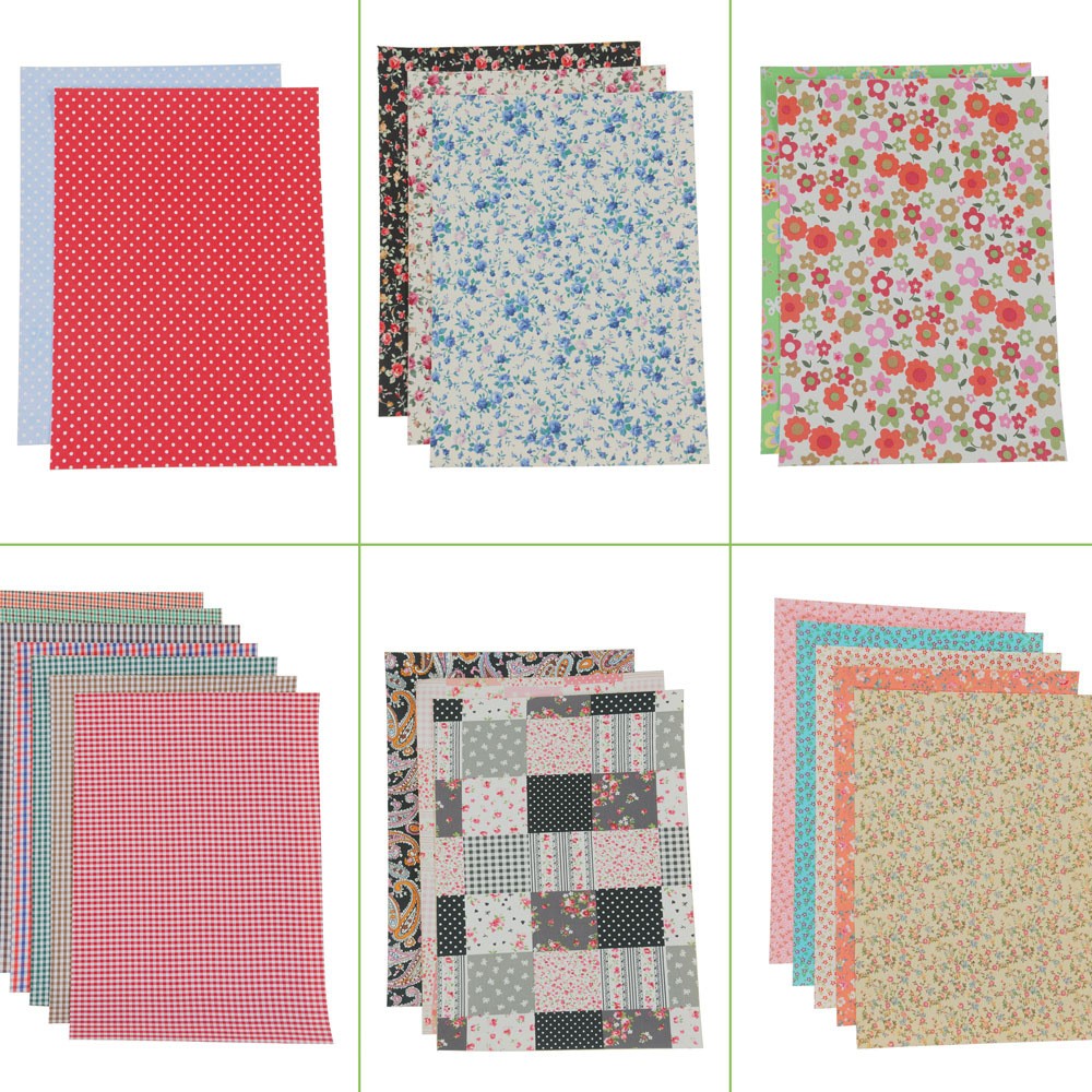 Stoffpapier, Patchwork, Blumenmuster, Gingham, Karo