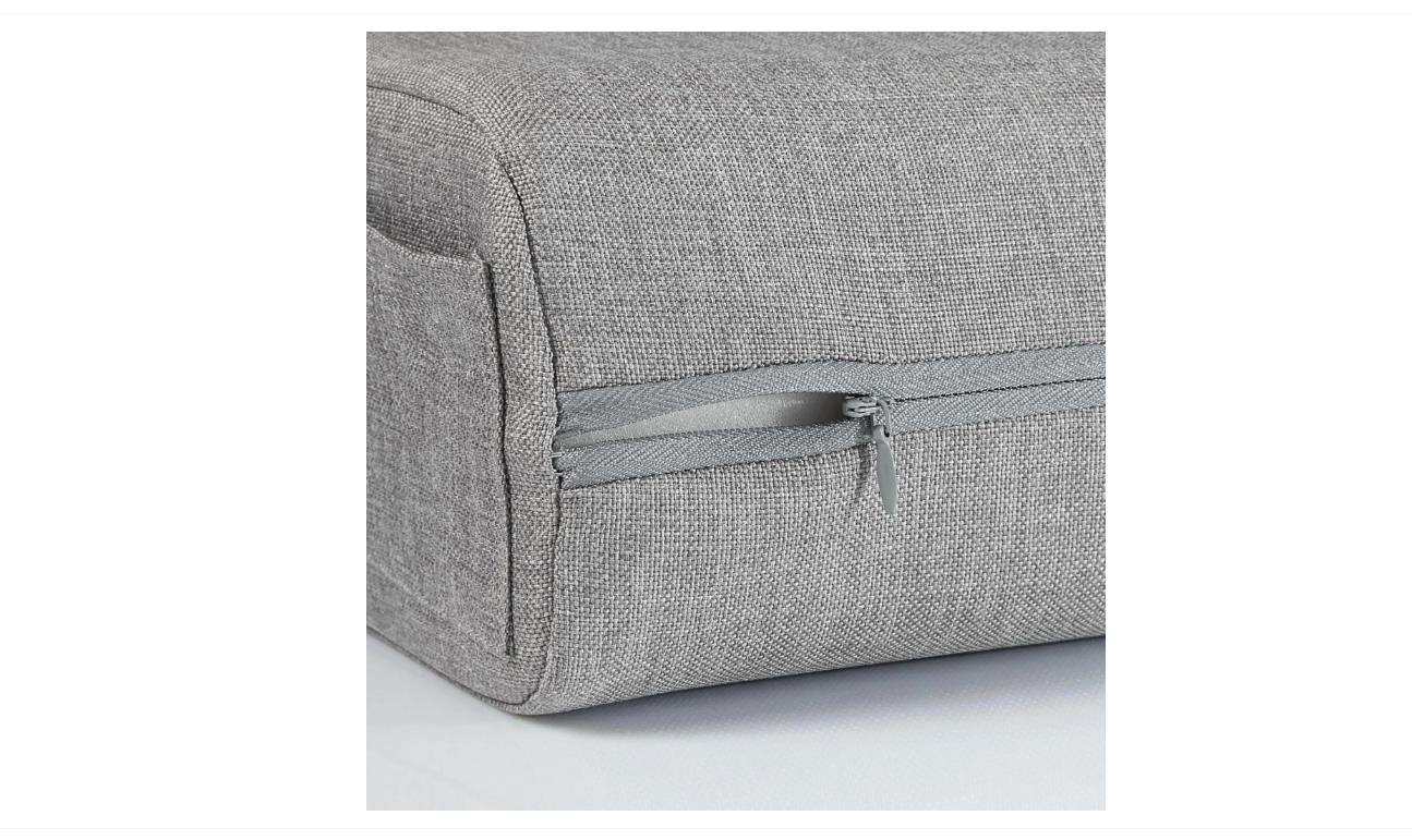Weiches graues Tabletkissen bis 12,9 Zoll mit Haltekante Seitentasche faltbar 32,5x20x11 cm