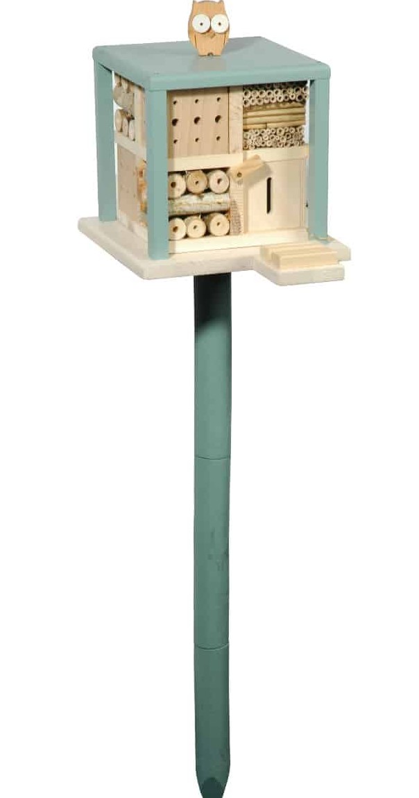Bienenhaus, Insektenhotel, Holz, Gelbgrün, Stellpfosten