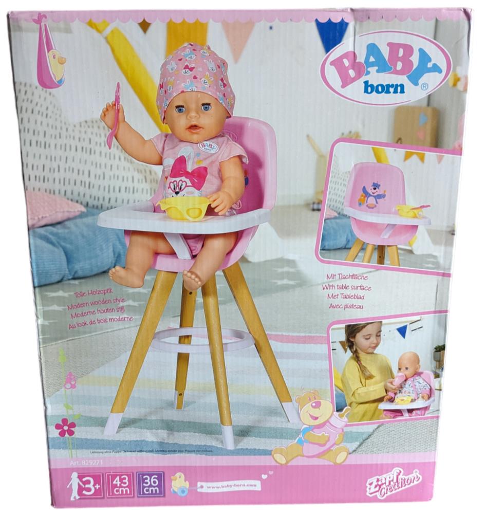 Zapf Creation 829271 BABY born Hochstuhl für Puppen in moderner Holzoptik