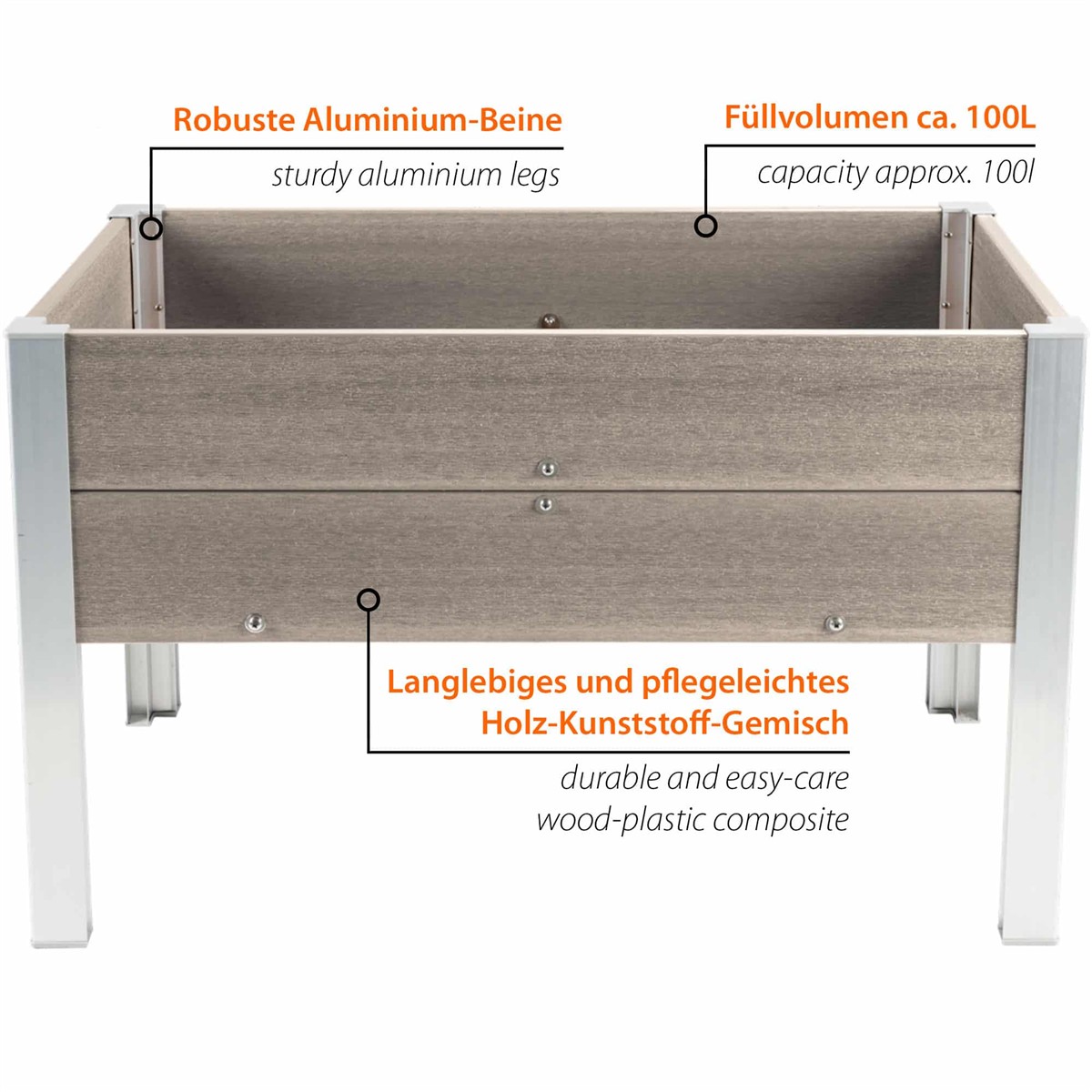 Dobar Hochbeet auf Stelzen als Bausatz aus WPC