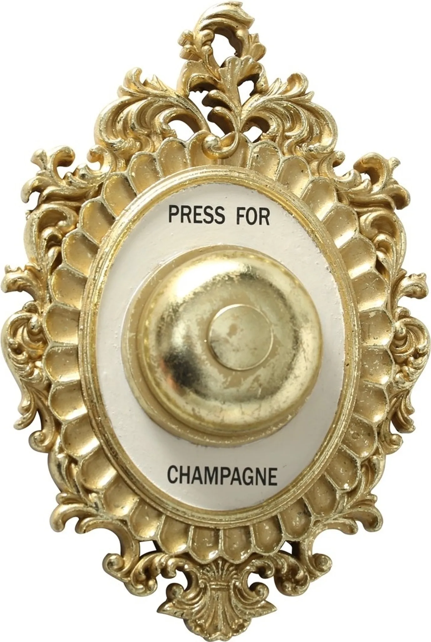 Boltze Wandobjekt Champagner Klingel Deko-Schild für Sekt-Liebhaber Geschenkidee edles Design Wanddekoration mit angedeuteter Klingel