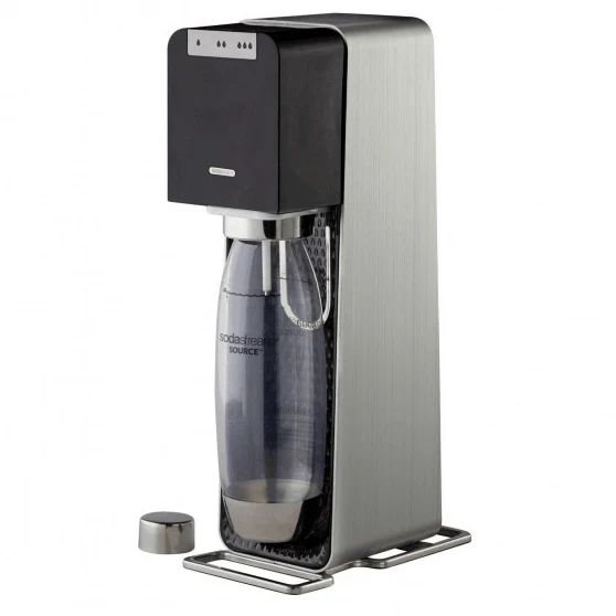 Kaffeemaschine, Sodastream, Kaltwasserspender, einzelnes Glas, Silber
