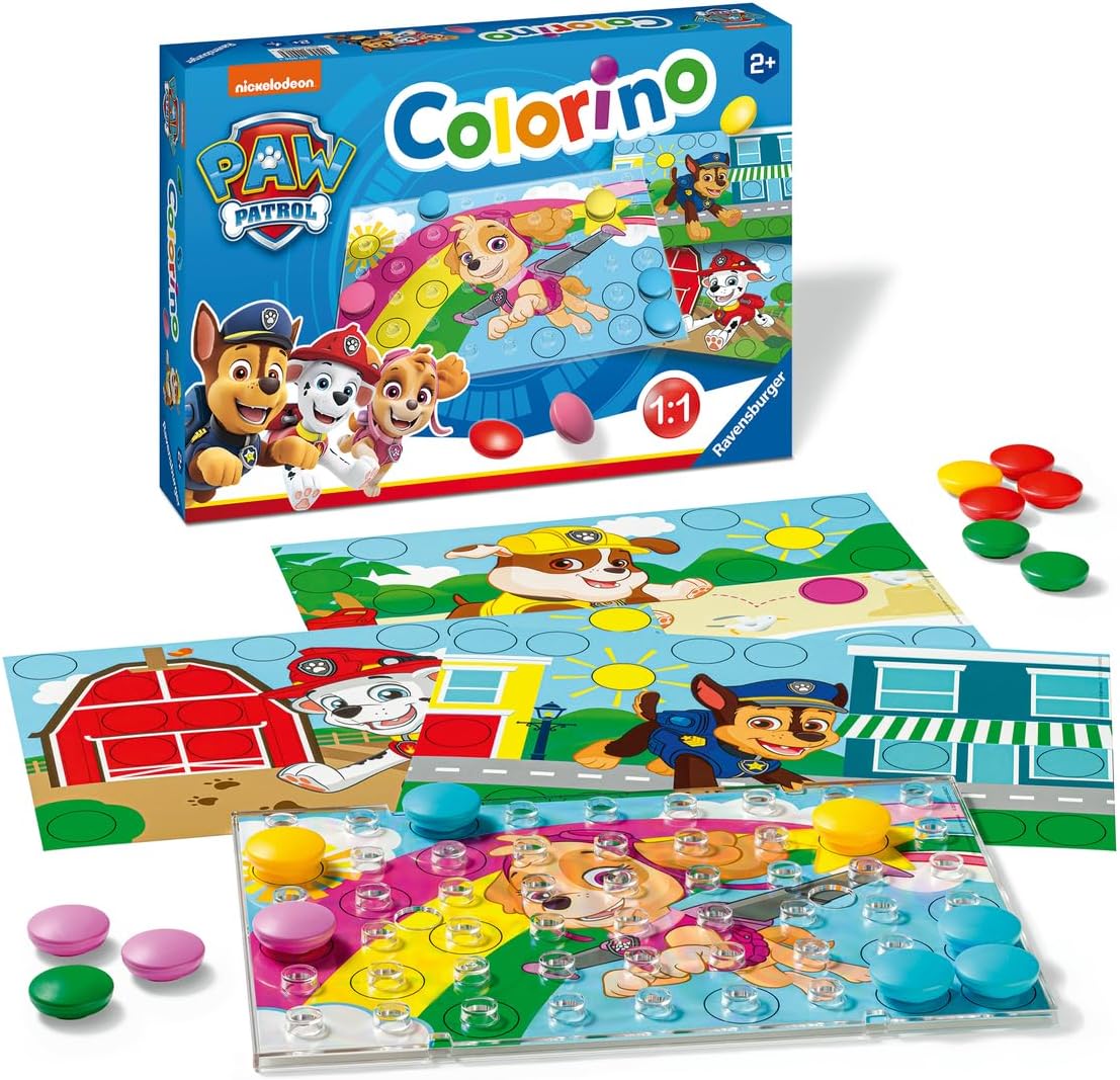 Ravensburger Kinderspiele 20906 Paw Patrol Colorino Kinderspiel zum Farbenlernen Mosaik Steckspiel