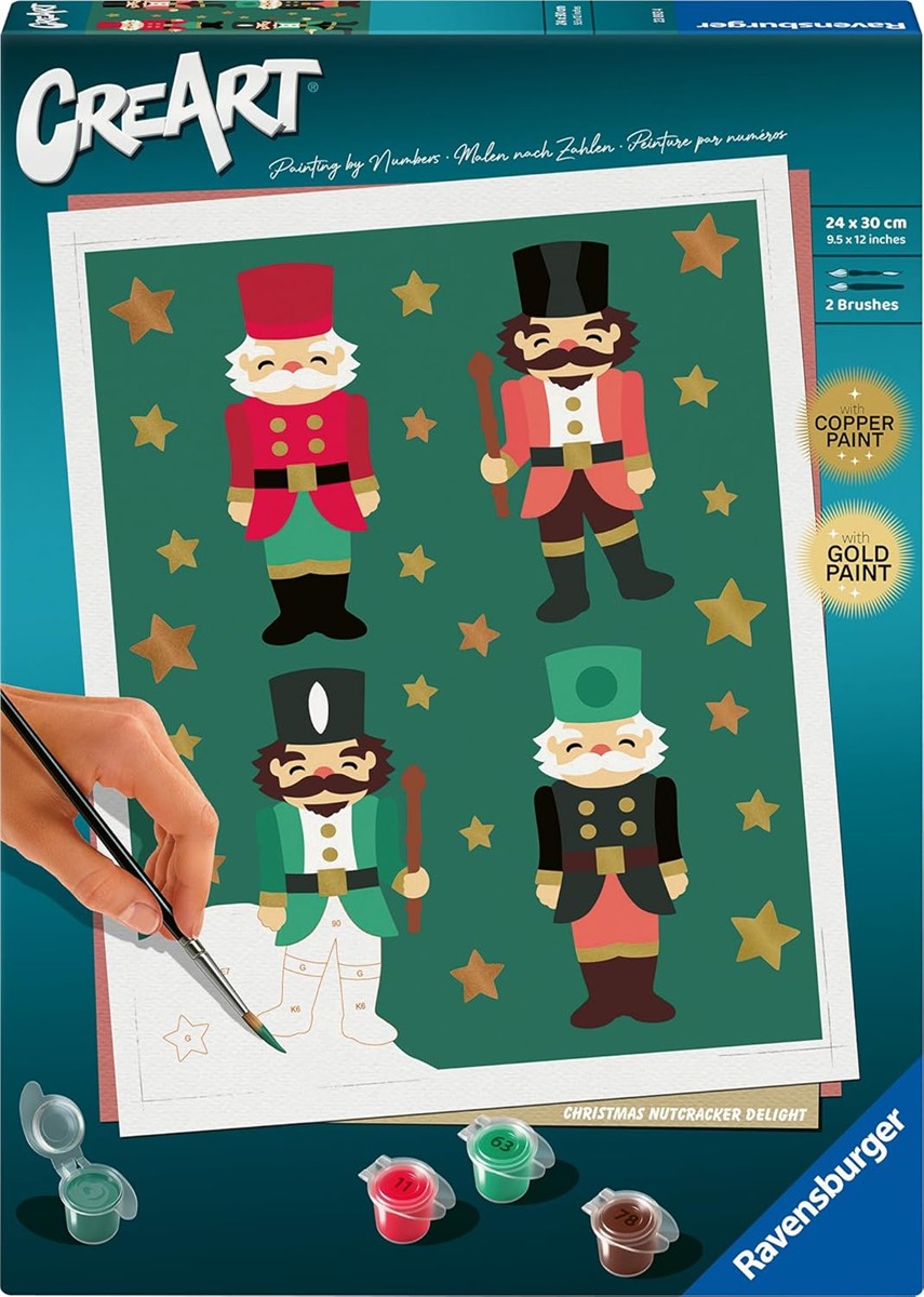 Ravensburger CreArt 23893 - Christmas Nutcracker Delight - Nussknacker Malen nach Zahlen Erwachsene DIY Malset mit Pinsel und Acrylfarben Geschenk