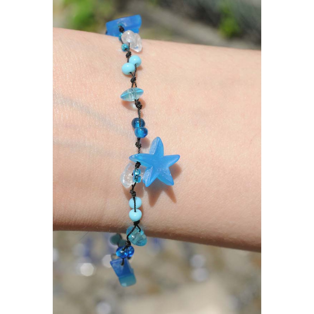 Dehnbares Perlenarmband BLAUES MEER