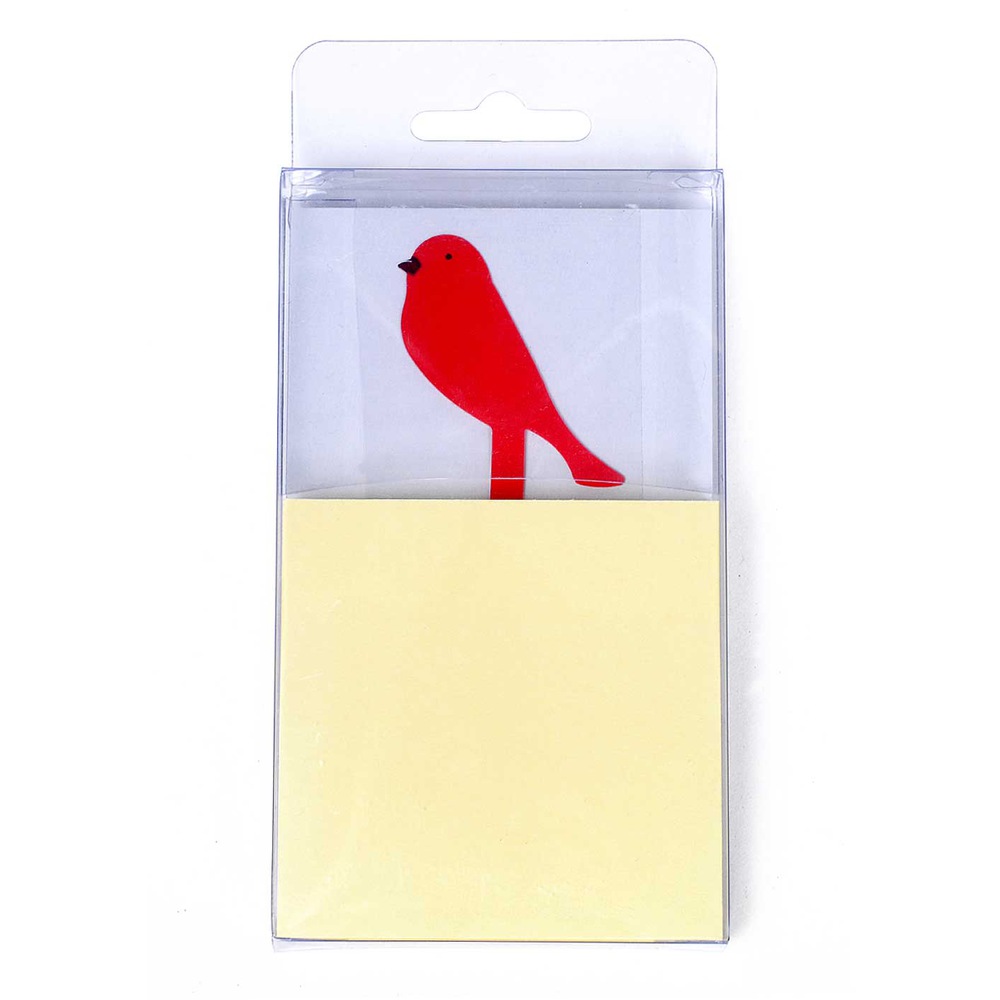 Notitieblok met zelfklevend 100 vel en vogel Kleur: rood