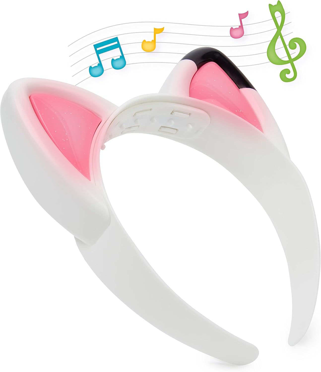 Katzenohren Stirnband, Kopfband, Pink, Schwarzpinken Akzente, Musiknoten-Design