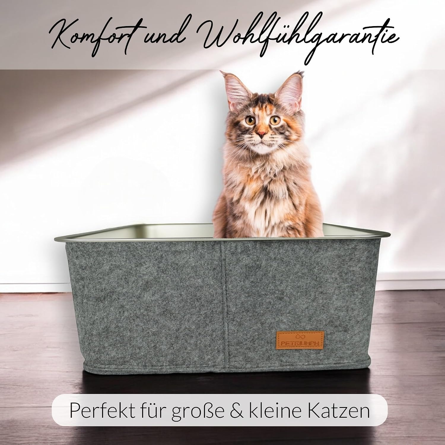 Katzenbett, Filz, Grau, Rechteckig, Für Katzen