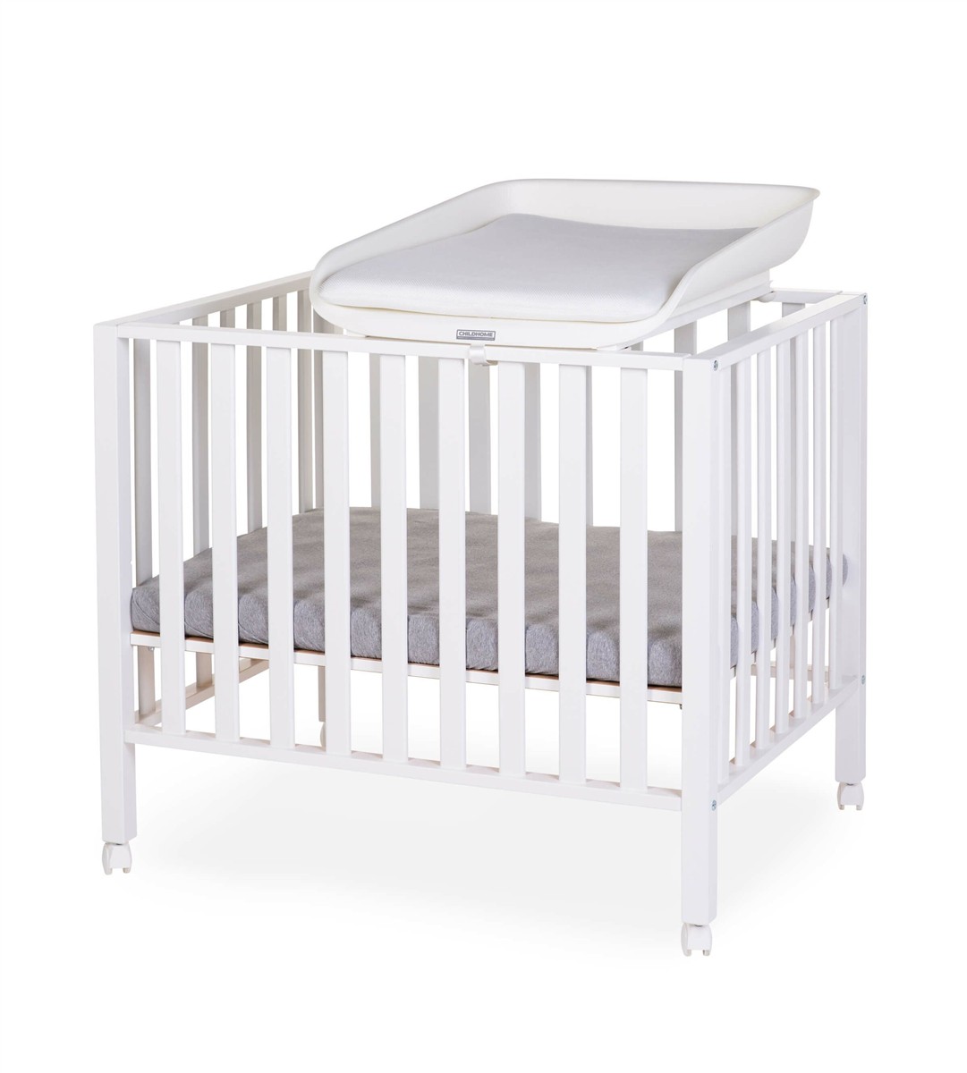 Baby crib, Weiße Krippe, Crib mit Matratze, Baby Bassinette, Holzlatten