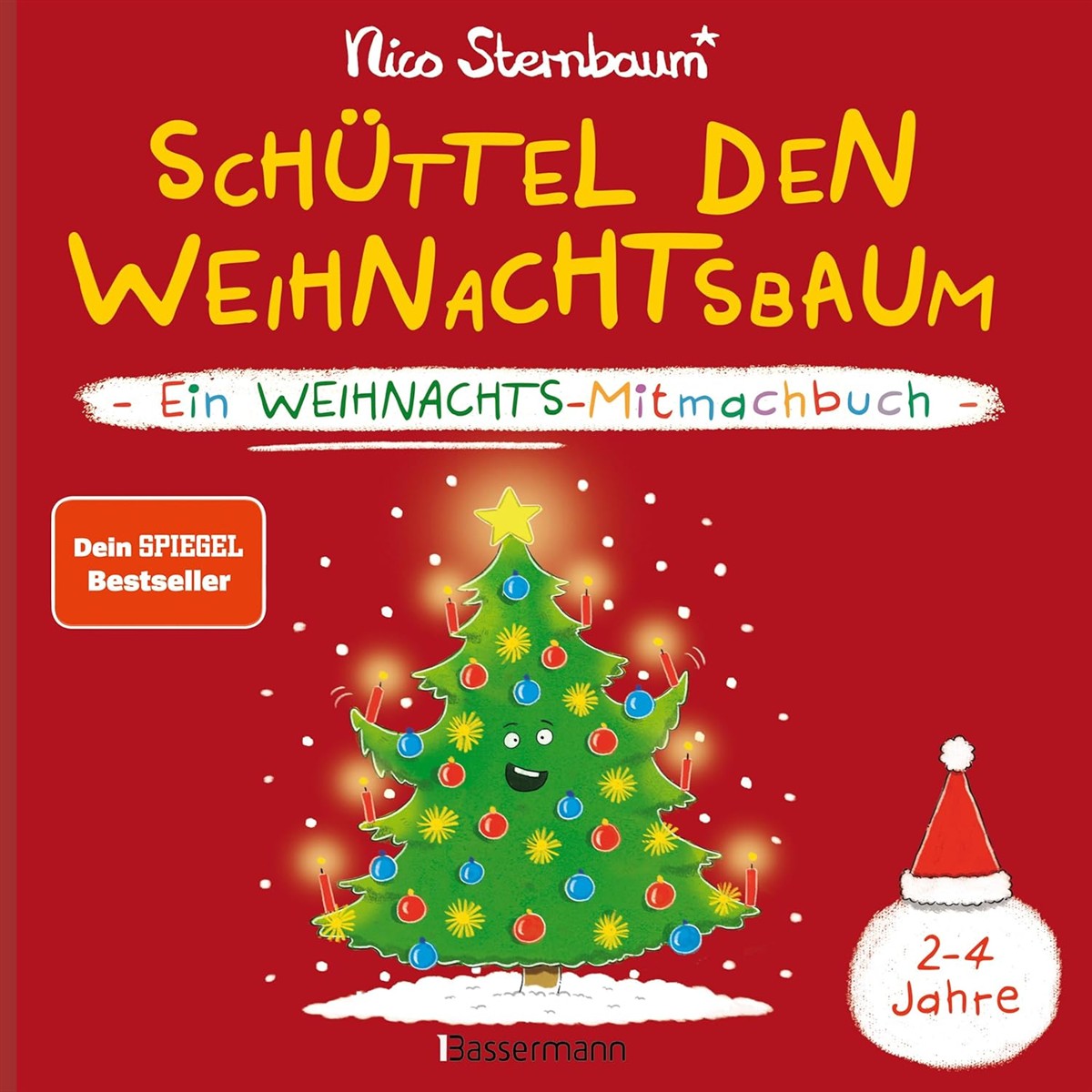 Weihnachtsbuch, Kinderbuch, Weihnachtsbaum, Weihnachtsfeier, Roter Hintergrund