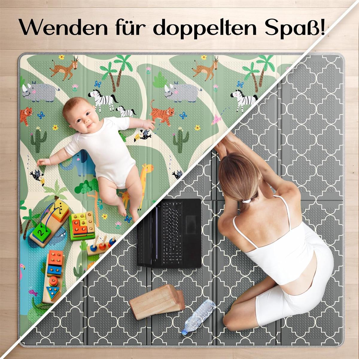 MAPALOU Krabbelmatte Spielmatte für Baby & Kinder Spielteppich Babymatte Bodenmatte