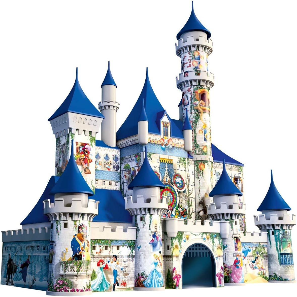 Puppenhaus, Schloss, Märchenburg, Blaue Dächer, Wandbemalung