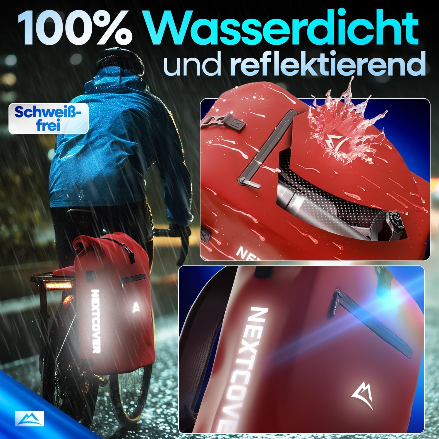 Nextcover NEU 3in1 Fahrradtasche für Gepäckträger PVC frei - Gepäckträgertasche Fahrradtasche Rucksack und Umhängetasche 25L I Fahrrad Tasche wasserdicht Fahrradtaschen Gepäckträger