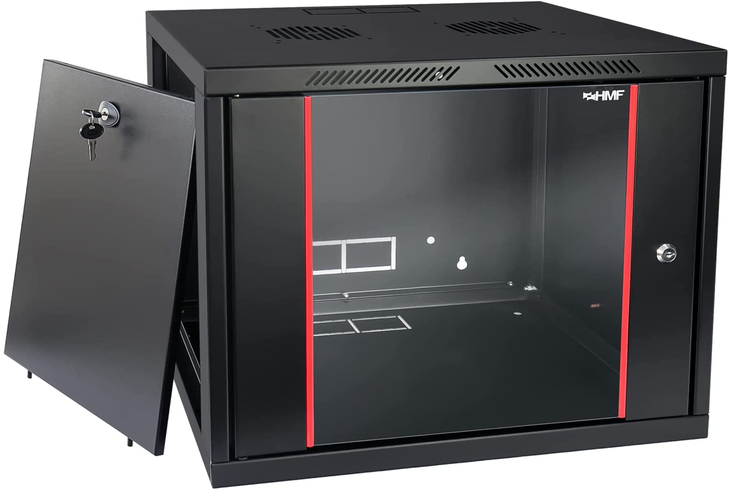 Netzwerkschrank 19 Zoll 9 HE schwarz - HMF Serverschrank für Netzwerktechnik