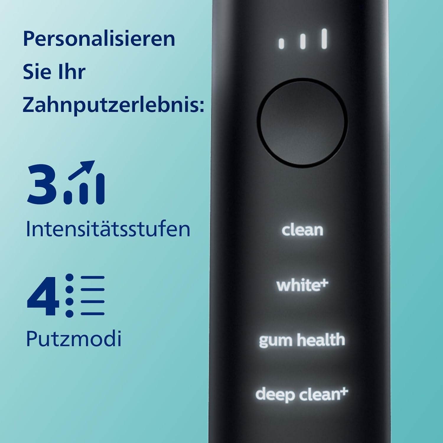 Philips Sonicare DiamondClean 9000 elektrische Zahnbürste, Schallzahnbürste mit App, Drucksensor, 4 Putzmodi, 3 Intensitätsstufen, Ladeglas und USB-Reiseetui Schwarz Modell HX9911/09
